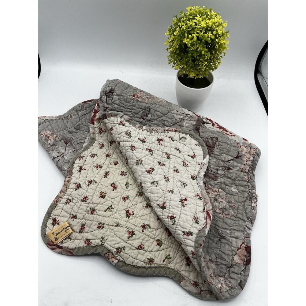 Great Finds Collection Quilted Reversible Table Runner Floral Rose 44”